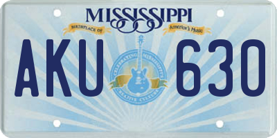 MS license plate AKU630