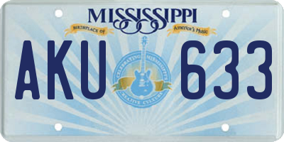 MS license plate AKU633