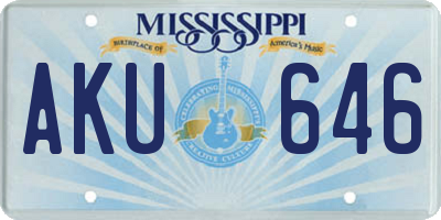 MS license plate AKU646