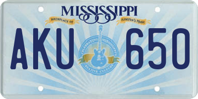MS license plate AKU650