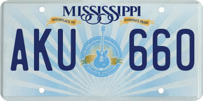 MS license plate AKU660