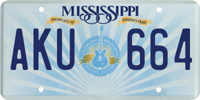 MS license plate AKU664