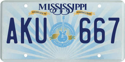 MS license plate AKU667