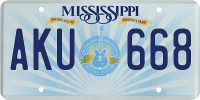 MS license plate AKU668