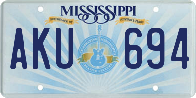 MS license plate AKU694