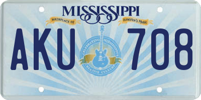 MS license plate AKU708