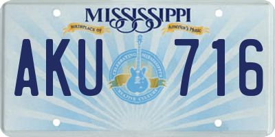 MS license plate AKU716