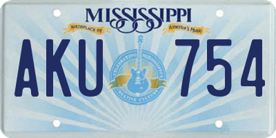 MS license plate AKU754