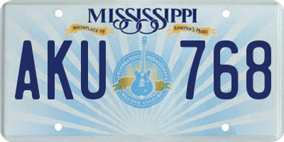 MS license plate AKU768