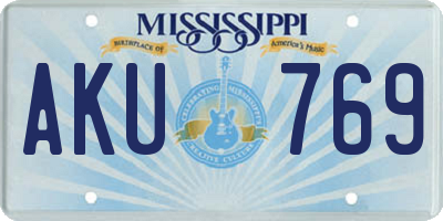 MS license plate AKU769
