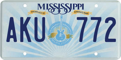 MS license plate AKU772