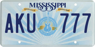 MS license plate AKU777