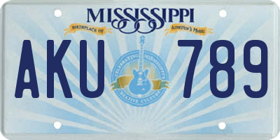 MS license plate AKU789