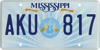 MS license plate AKU817