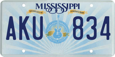 MS license plate AKU834