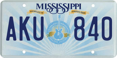 MS license plate AKU840