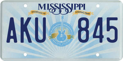 MS license plate AKU845