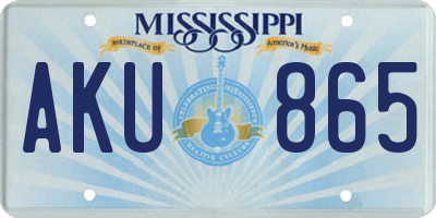 MS license plate AKU865