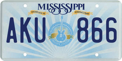 MS license plate AKU866