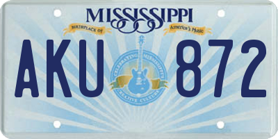 MS license plate AKU872