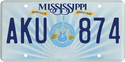 MS license plate AKU874