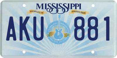 MS license plate AKU881