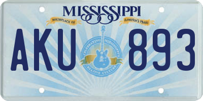 MS license plate AKU893