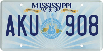MS license plate AKU908