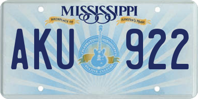 MS license plate AKU922