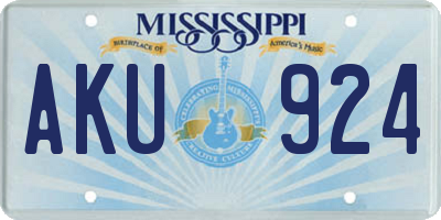 MS license plate AKU924