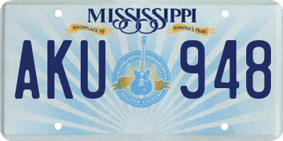MS license plate AKU948