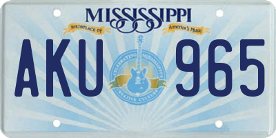 MS license plate AKU965