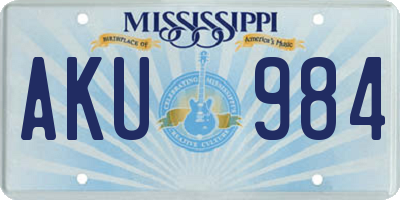 MS license plate AKU984