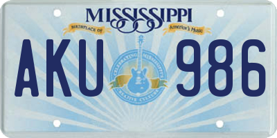 MS license plate AKU986