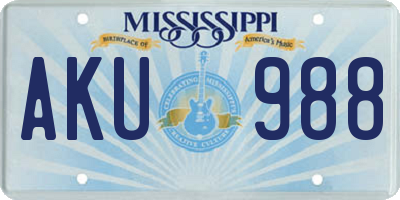 MS license plate AKU988