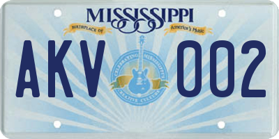 MS license plate AKV002