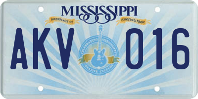 MS license plate AKV016