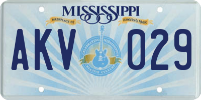 MS license plate AKV029