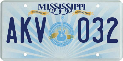 MS license plate AKV032