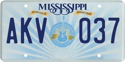MS license plate AKV037