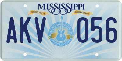 MS license plate AKV056