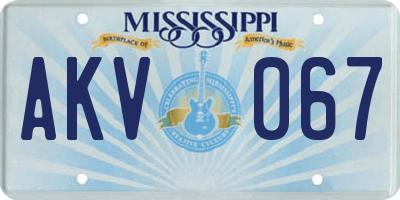 MS license plate AKV067