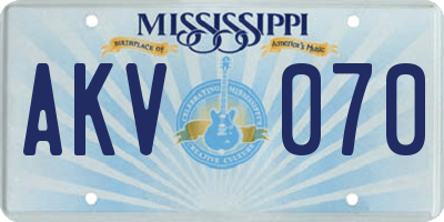 MS license plate AKV070