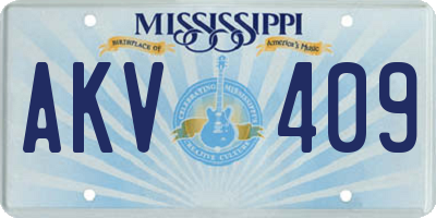 MS license plate AKV409