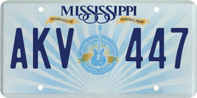 MS license plate AKV447