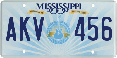 MS license plate AKV456