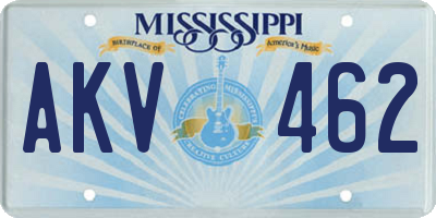 MS license plate AKV462