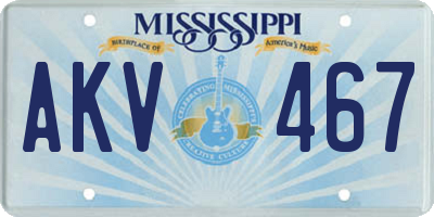MS license plate AKV467
