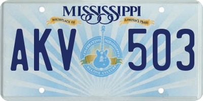 MS license plate AKV503