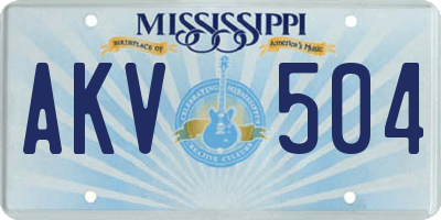 MS license plate AKV504